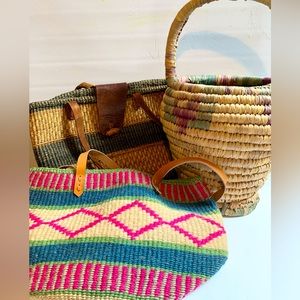 Vintage Farmer’s Market Basket Bags LOT of 3